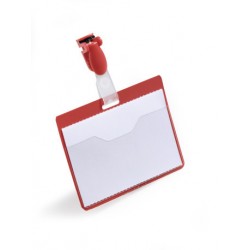 DURABLE 8106 03 VISITOR NAME BADGE CLIP (60 X 90 MM) LANDSCAPE RED